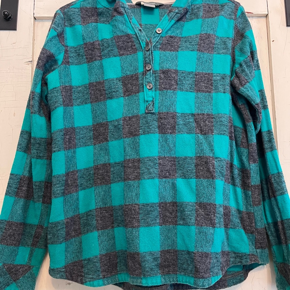Natural Reflections Teal and Gray Checkered Shirt